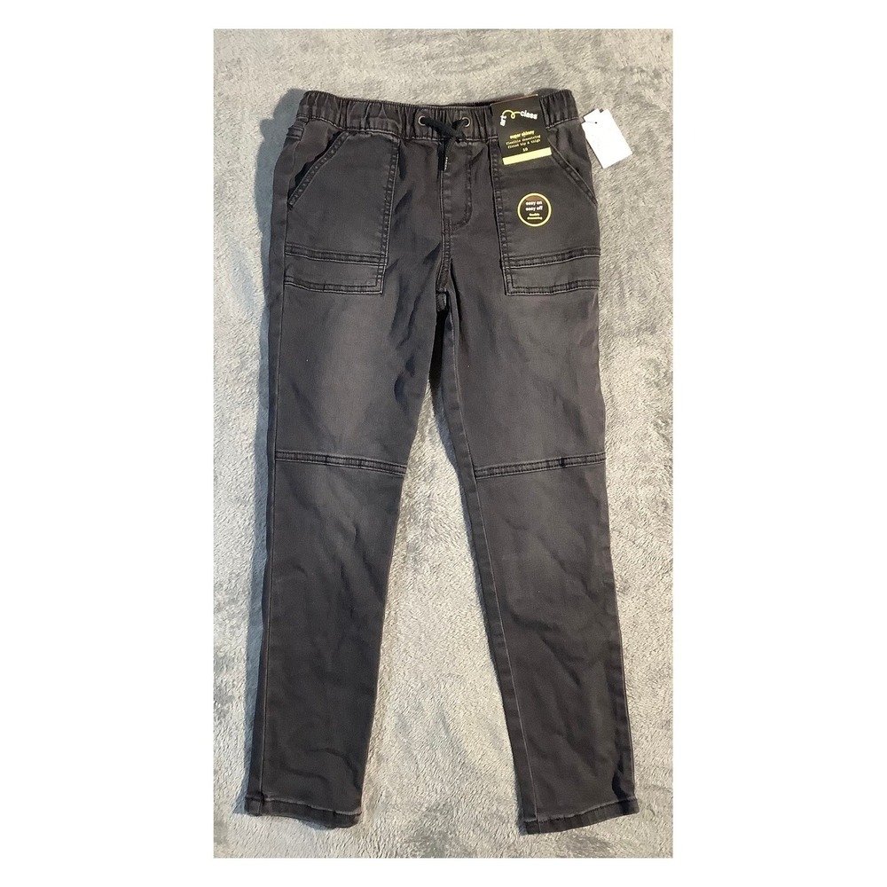 Art Class Boys Super Skinny Stretch Pants Size 10 Washed Black Drawstring NWT‎
